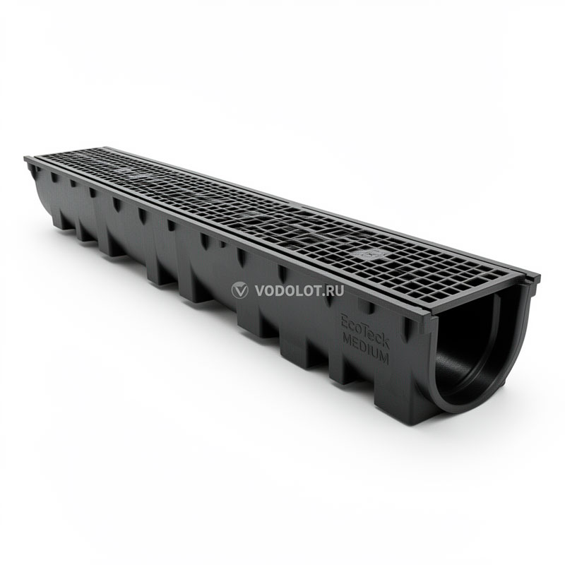 Лоток EcoTeck MEDIUM 100.95 h115 с решеткой пластиковой класс В125
